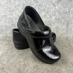 DANSKO‎ Professional Black Leather Clogs Shoes WOMENS 38 Shiny Patent Work